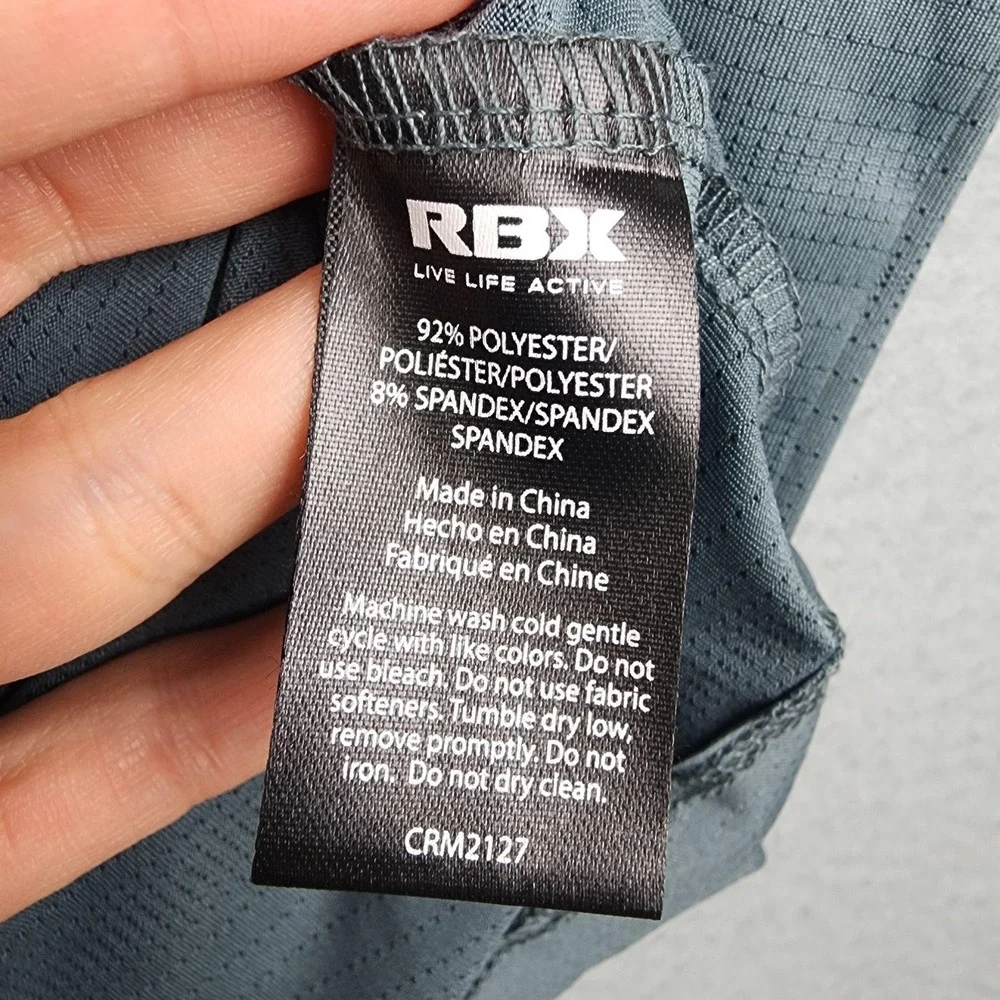 RBX Performance Shirt Mens Large Gray Short Sleeve Wicking Stretch Athletic Tee
